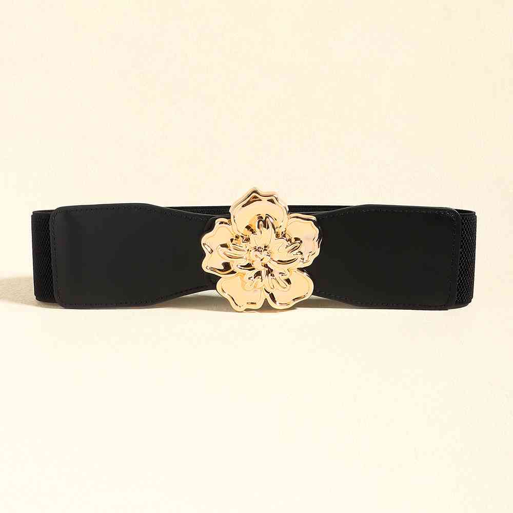Flower Alloy Buckle Elastic Belt BLUE ZONE PLANET