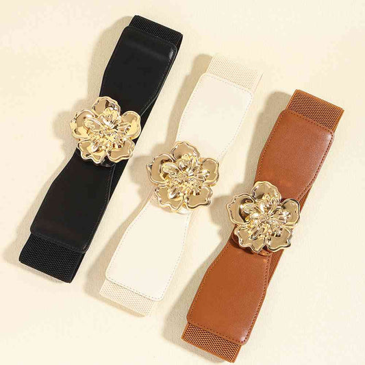 Flower Alloy Buckle Elastic Belt BLUE ZONE PLANET