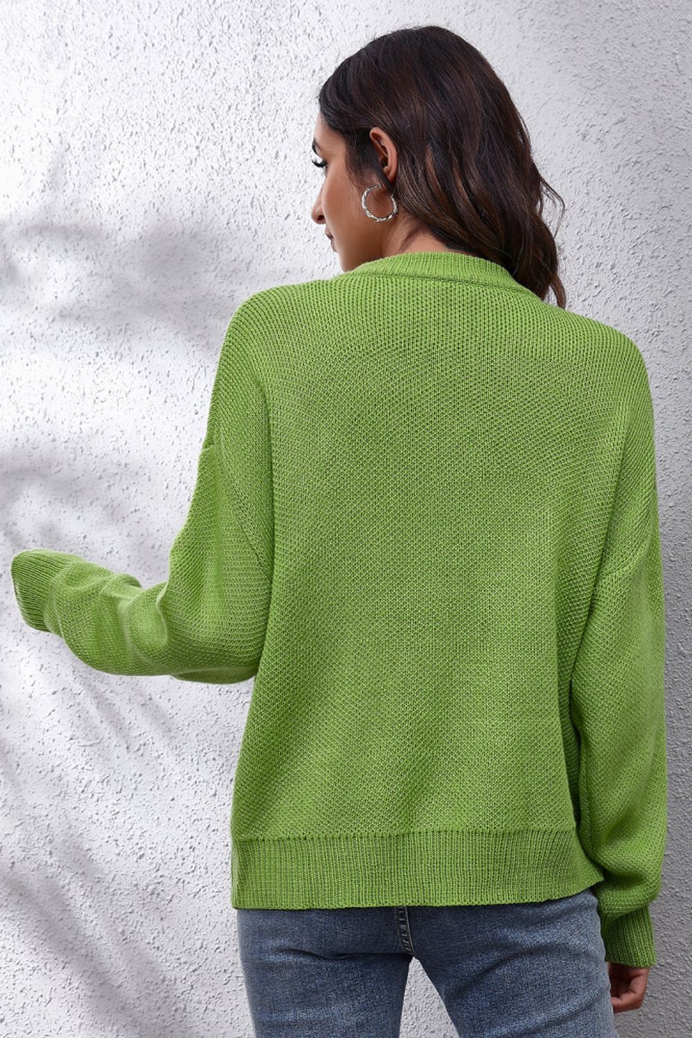 Flower Graphic Drop Shoulder Sweater BLUE ZONE PLANET