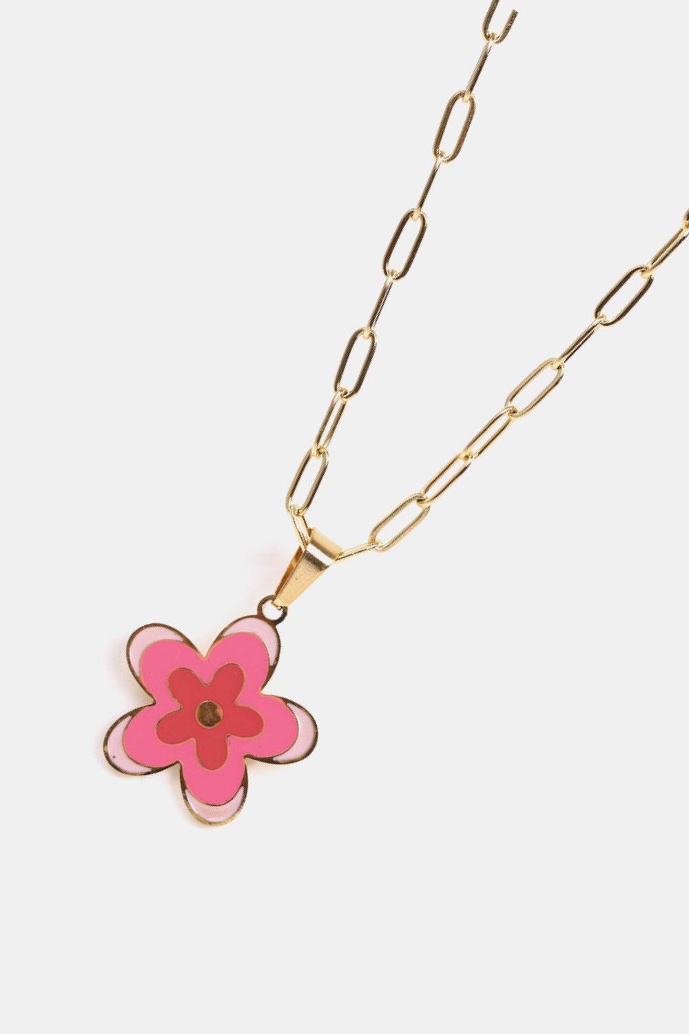 Flower Pendant Stainless Steel Necklace BLUE ZONE PLANET