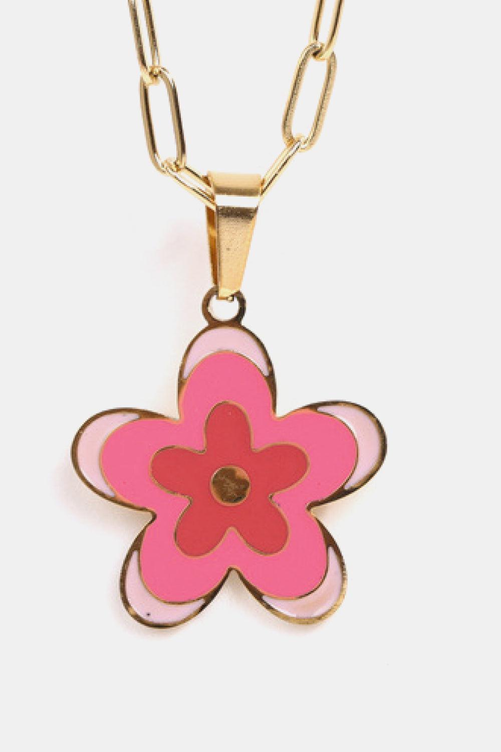 Flower Pendant Stainless Steel Necklace BLUE ZONE PLANET