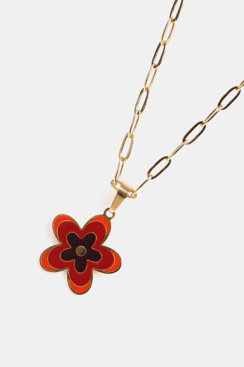 Flower Pendant Stainless Steel Necklace BLUE ZONE PLANET