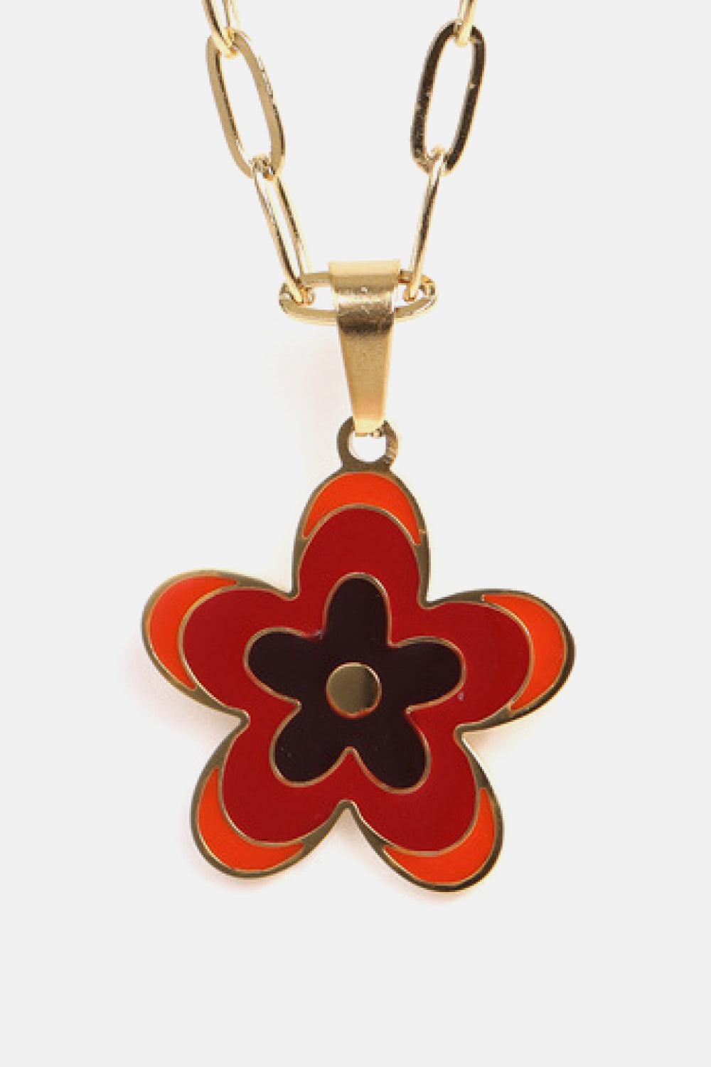 Flower Pendant Stainless Steel Necklace BLUE ZONE PLANET