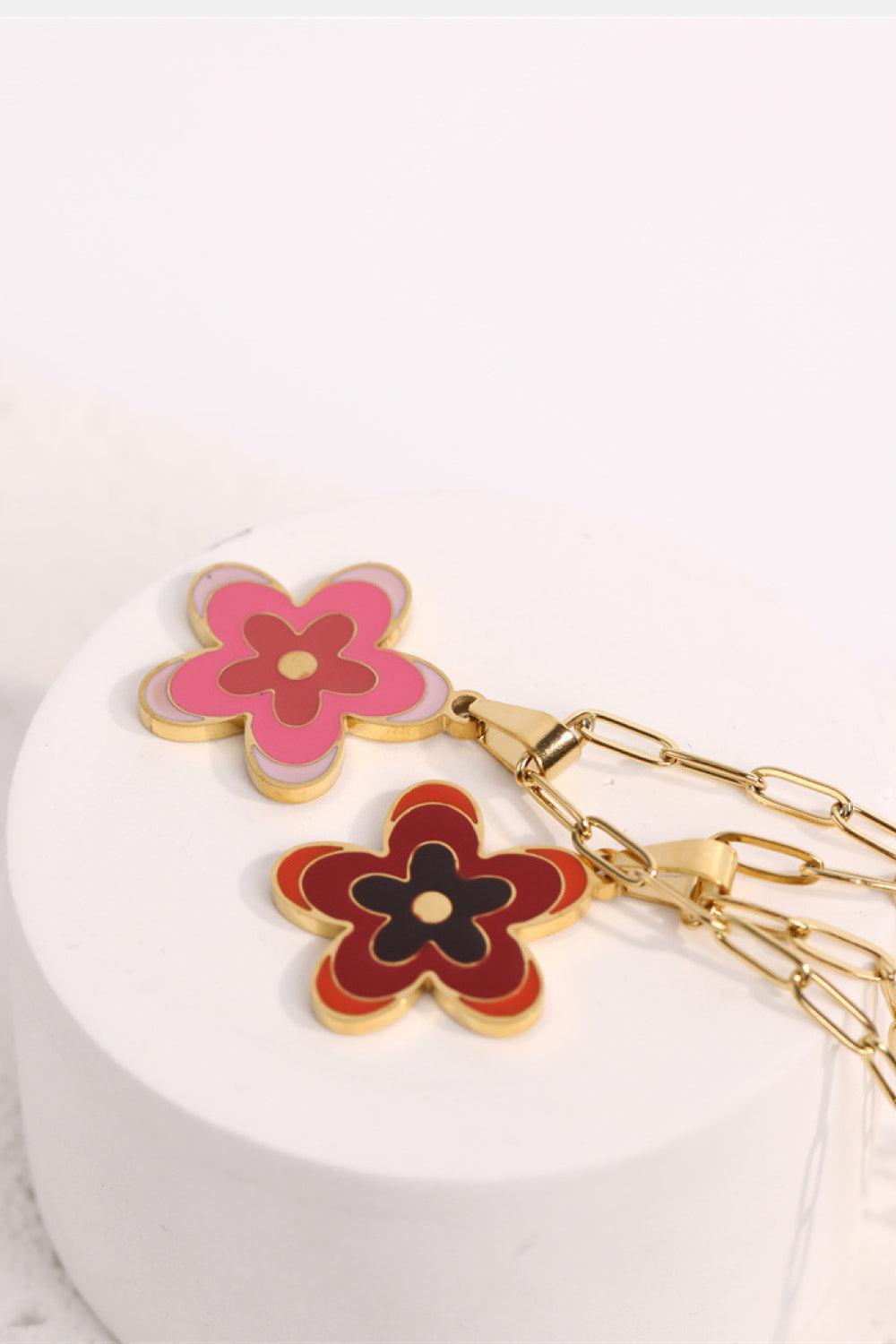 Flower Pendant Stainless Steel Necklace BLUE ZONE PLANET