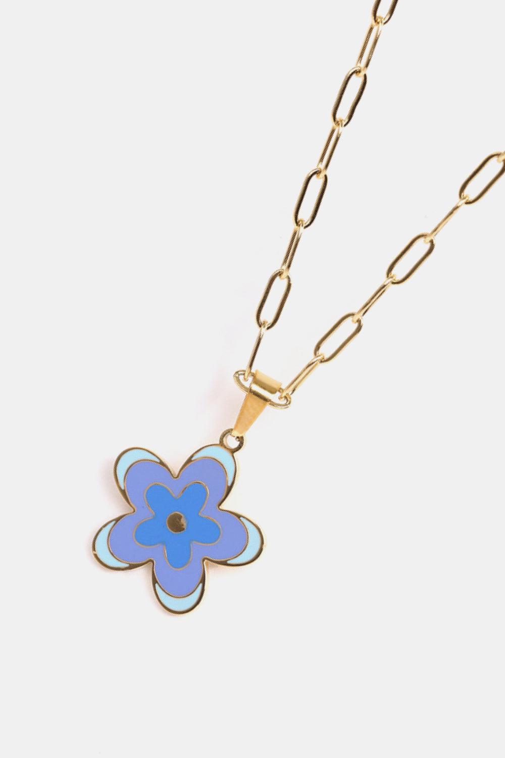 Flower Pendant Stainless Steel Necklace BLUE ZONE PLANET