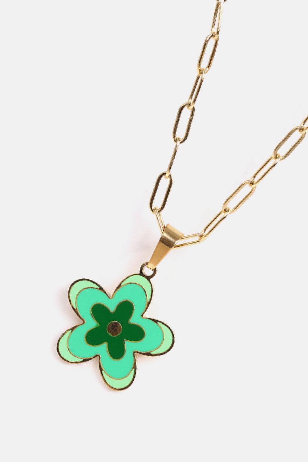 Flower Pendant Stainless Steel Necklace BLUE ZONE PLANET