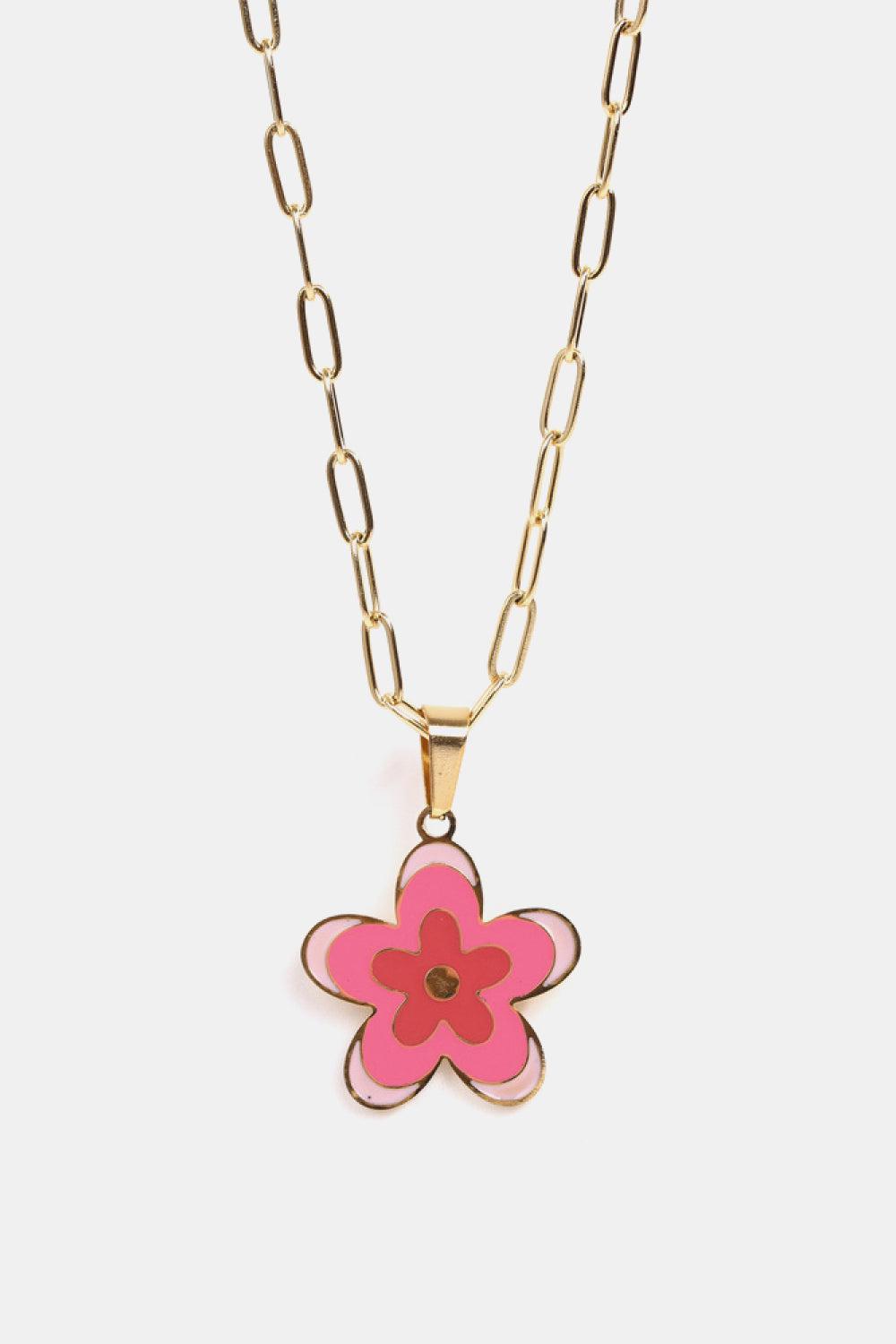 Flower Pendant Stainless Steel Necklace BLUE ZONE PLANET