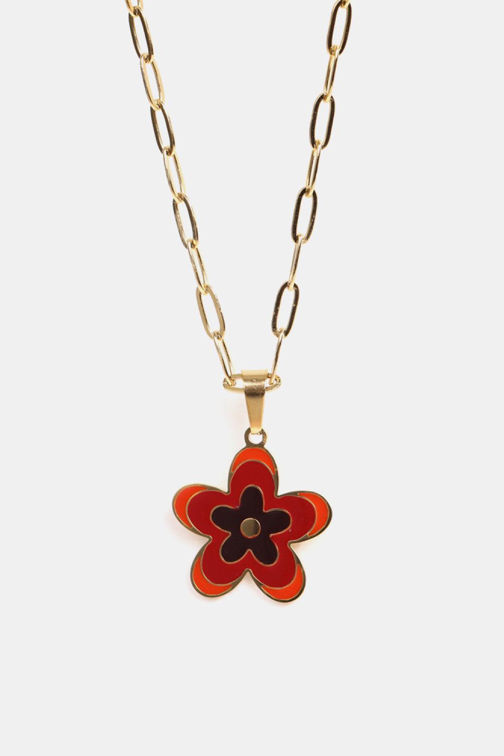 Flower Pendant Stainless Steel Necklace BLUE ZONE PLANET