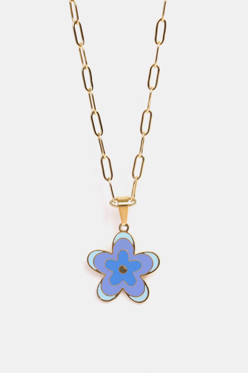 Flower Pendant Stainless Steel Necklace BLUE ZONE PLANET
