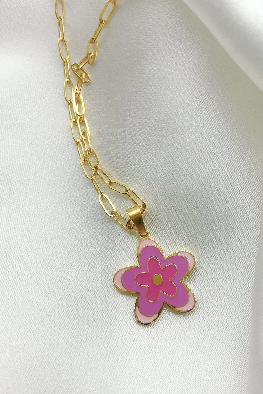 Flower Pendant Stainless Steel Necklace BLUE ZONE PLANET