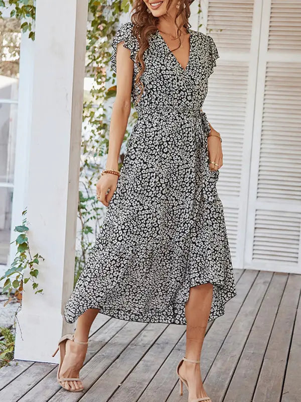Flowy Dress Spring Summer Printed Vacation Skirt kakaclo