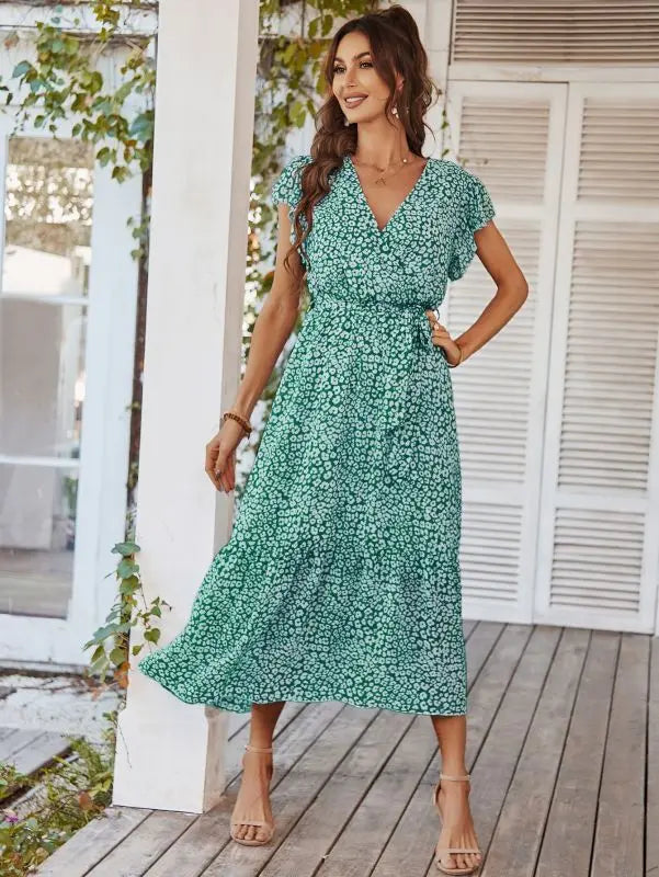 Flowy Dress Spring Summer Printed Vacation Skirt kakaclo