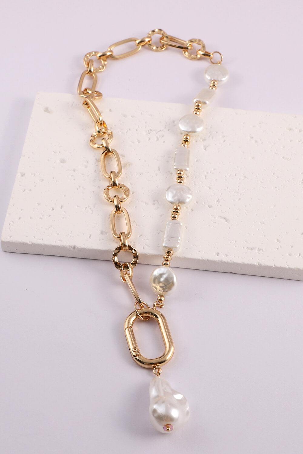 Freshwater Pearl Pendant Chunky Chain Necklace BLUE ZONE PLANET
