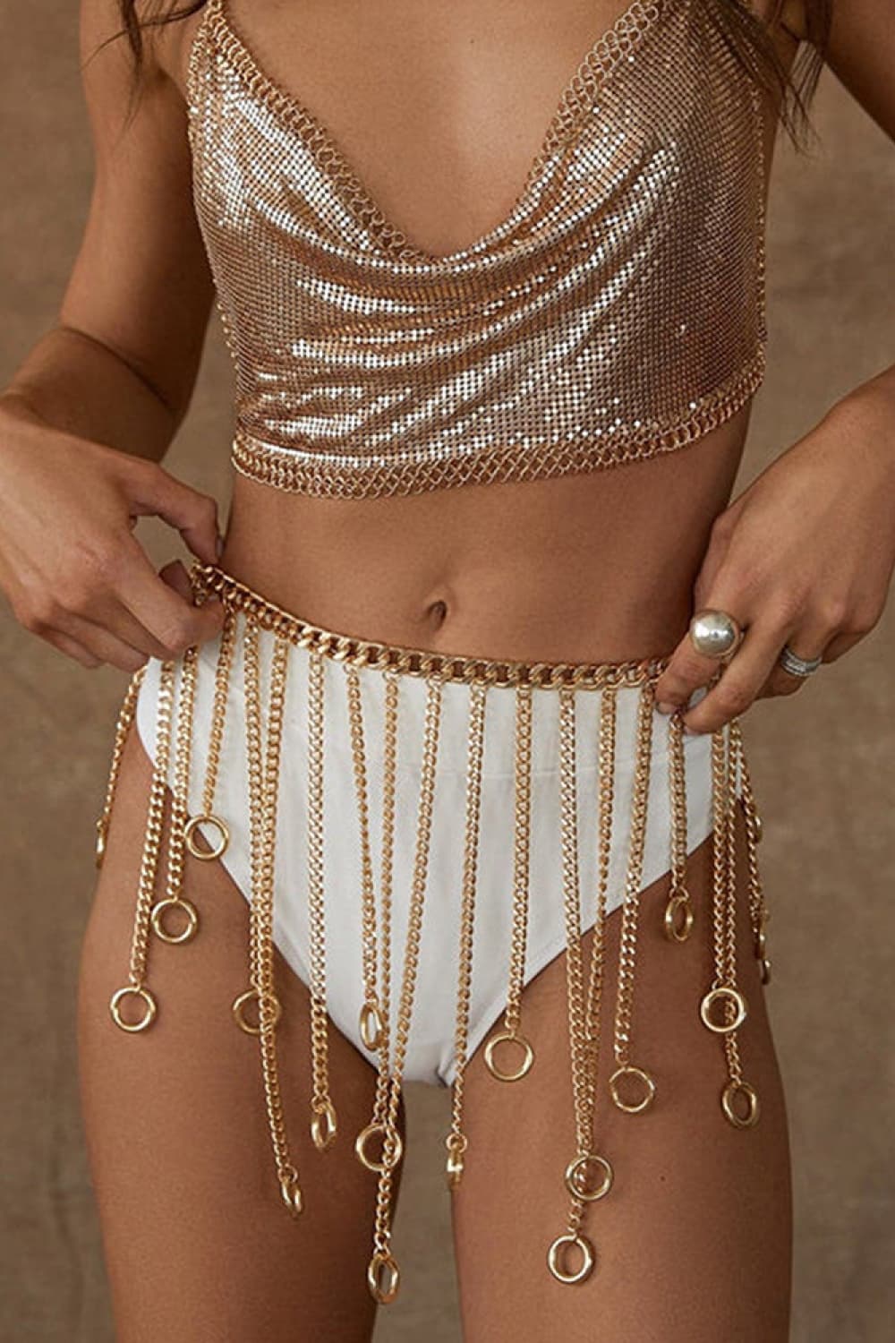 Fringe Chain Alloy Belt BLUE ZONE PLANET