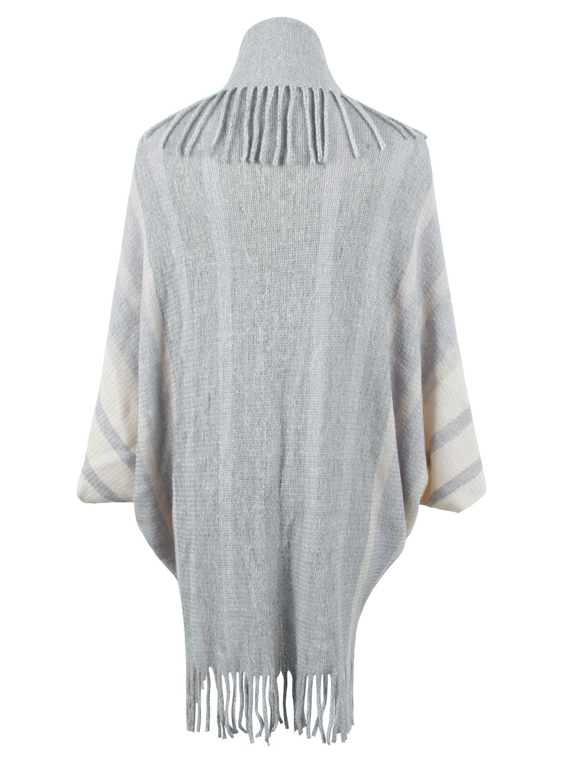Fringe Detail Open Front Poncho BLUE ZONE PLANET