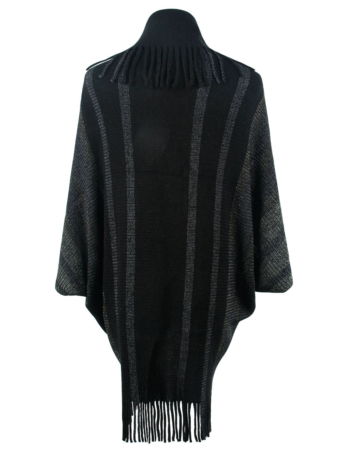 Fringe Detail Open Front Poncho BLUE ZONE PLANET