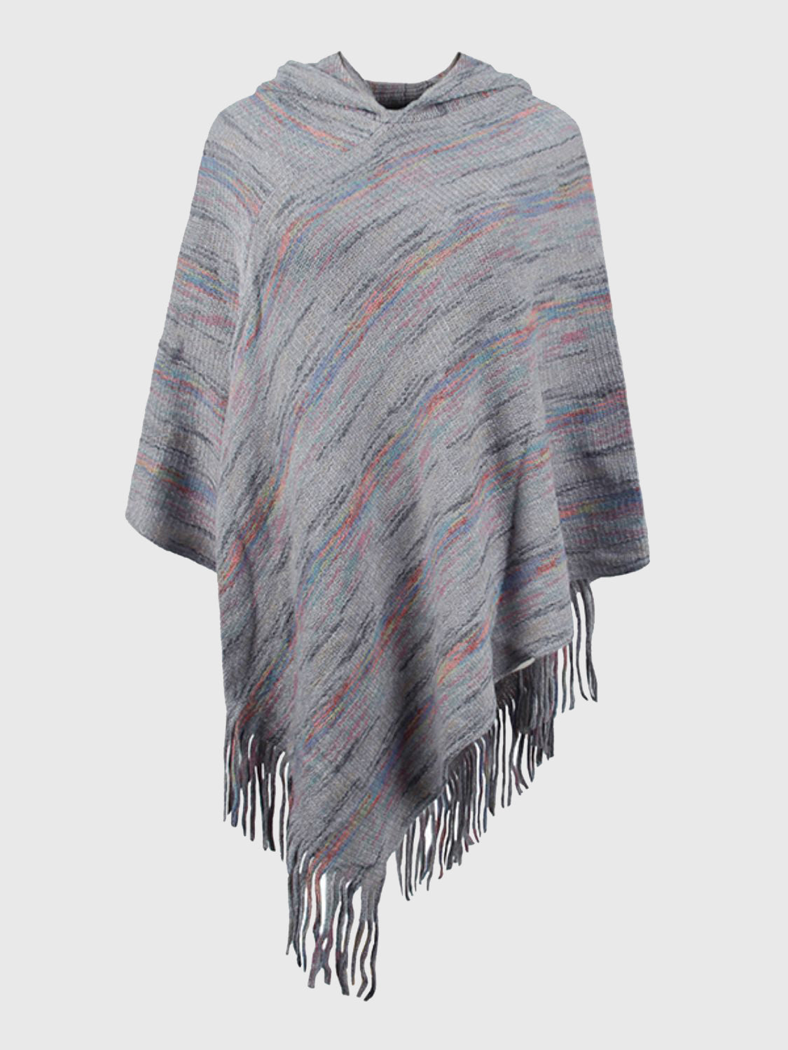 Fringe Hem Hooded Poncho BLUE ZONE PLANET