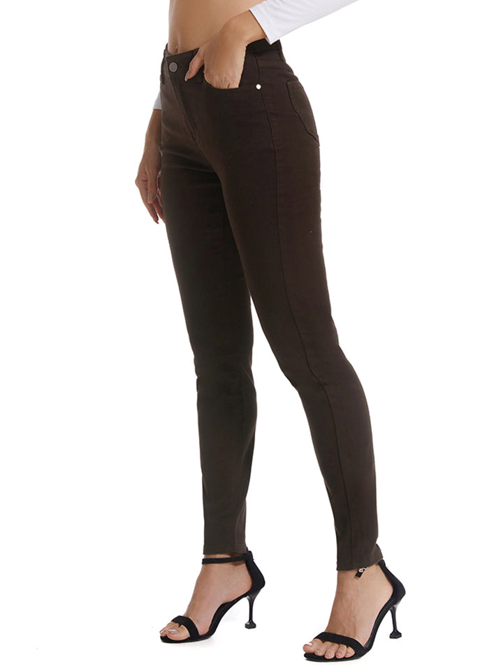 Full Size Button Fly Long Jeans BLUE ZONE PLANET