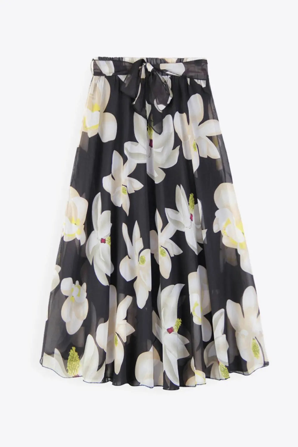 Full Size Floral Tie-Waist Skirt BLUE ZONE PLANET