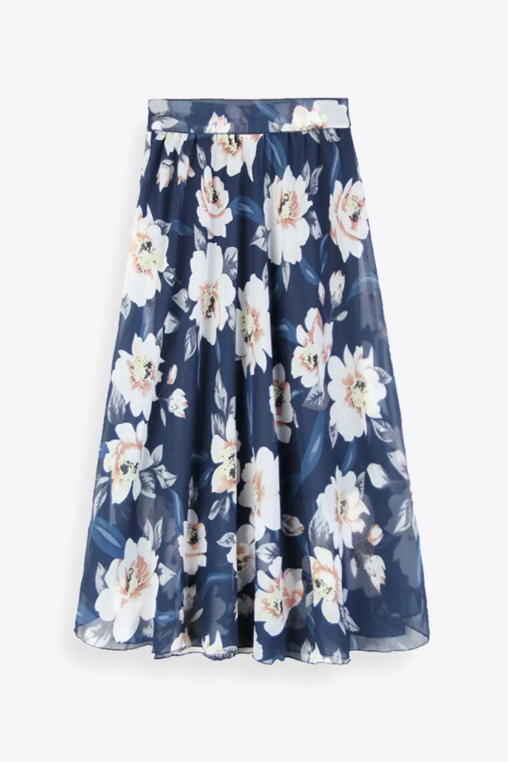 Full Size Floral Tie-Waist Skirt BLUE ZONE PLANET
