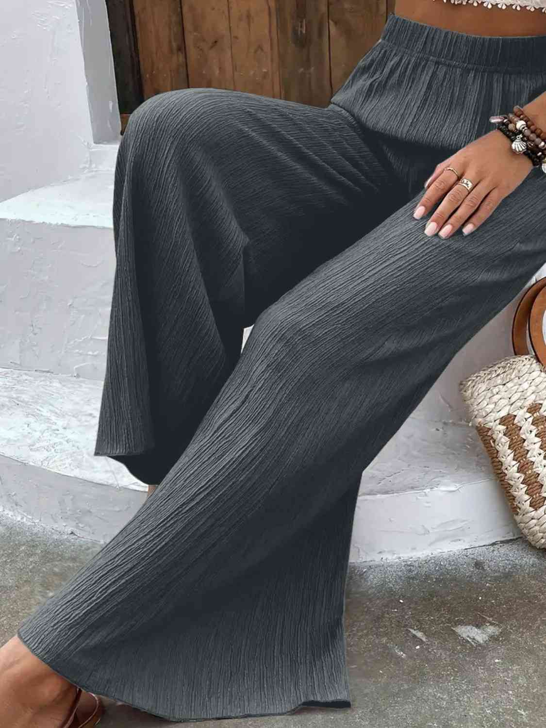 Full Size High Waist Wide Leg Pants BLUE ZONE PLANET