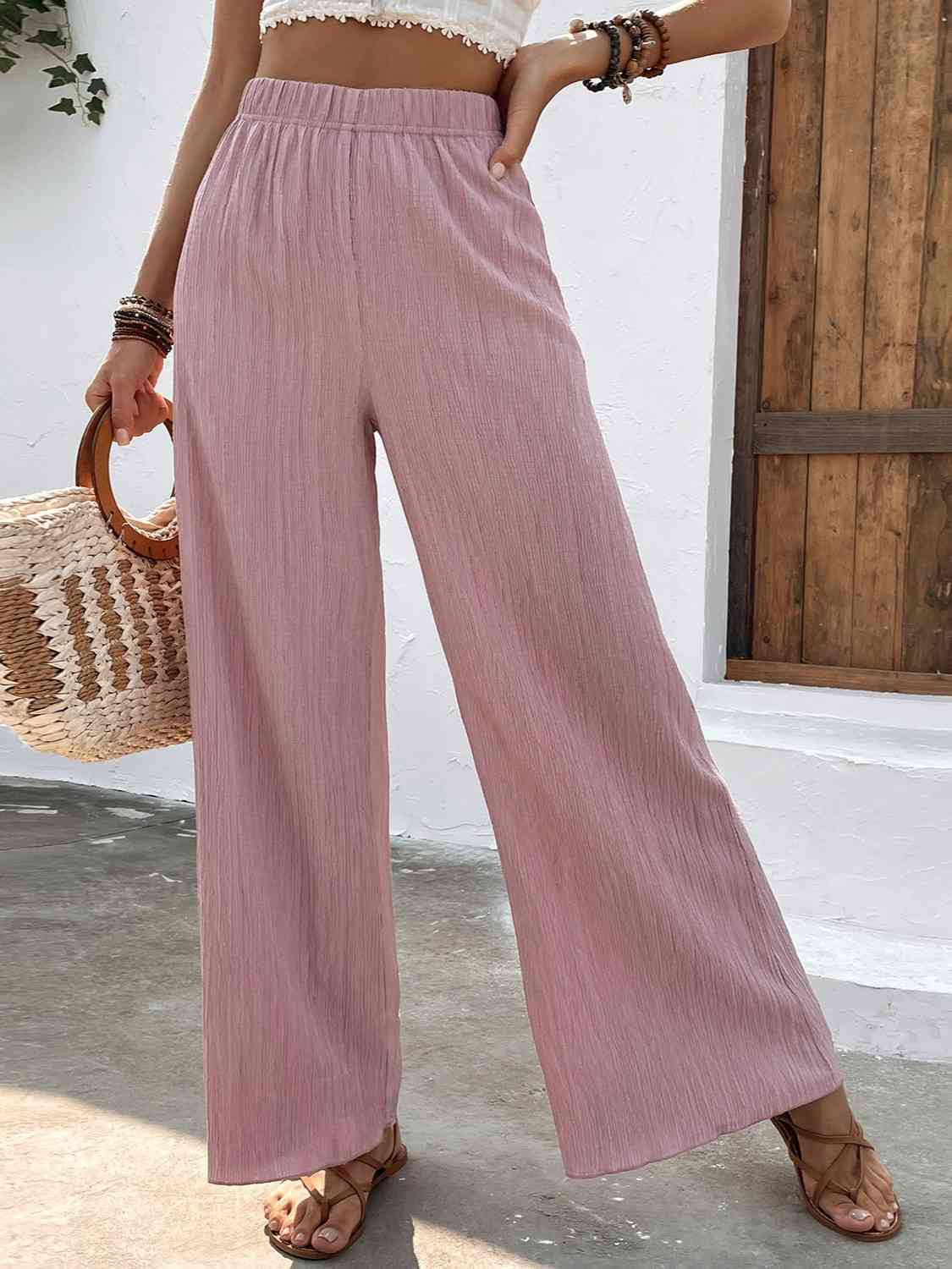 Full Size High Waist Wide Leg Pants BLUE ZONE PLANET