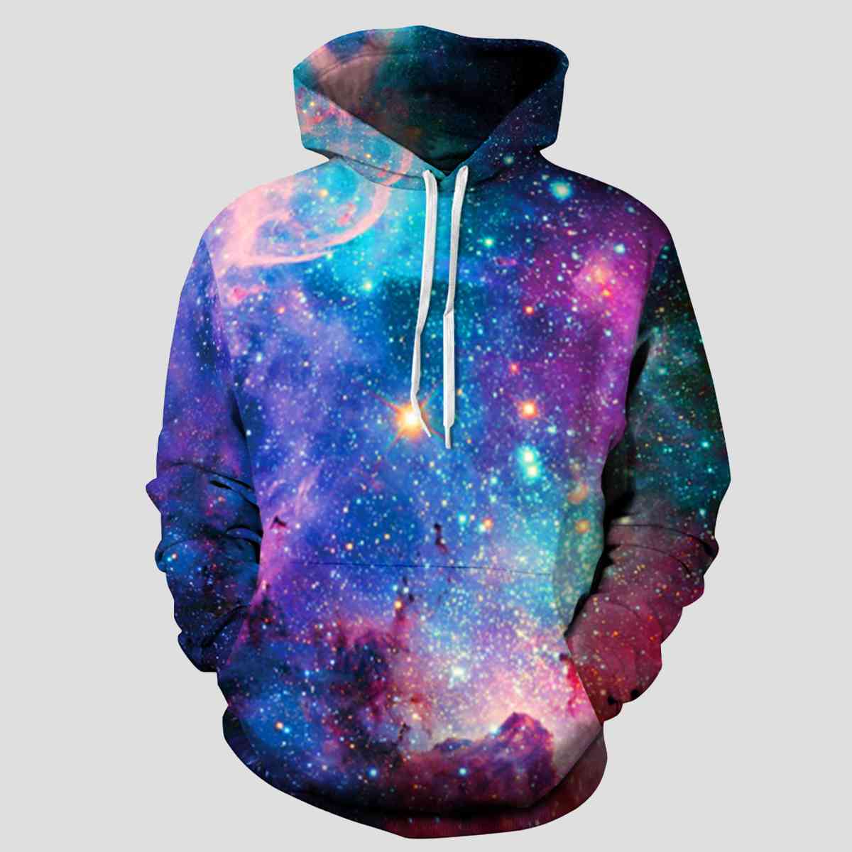 Full Size Printed Drawstring Hoodie with Pockets BLUE ZONE PLANET