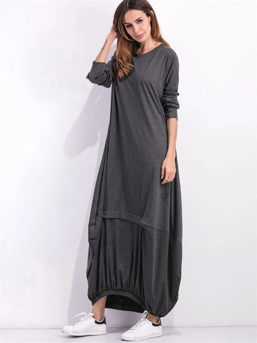 Full Size Round Neck Long Sleeve Sweatshirt Dress BLUE ZONE PLANET