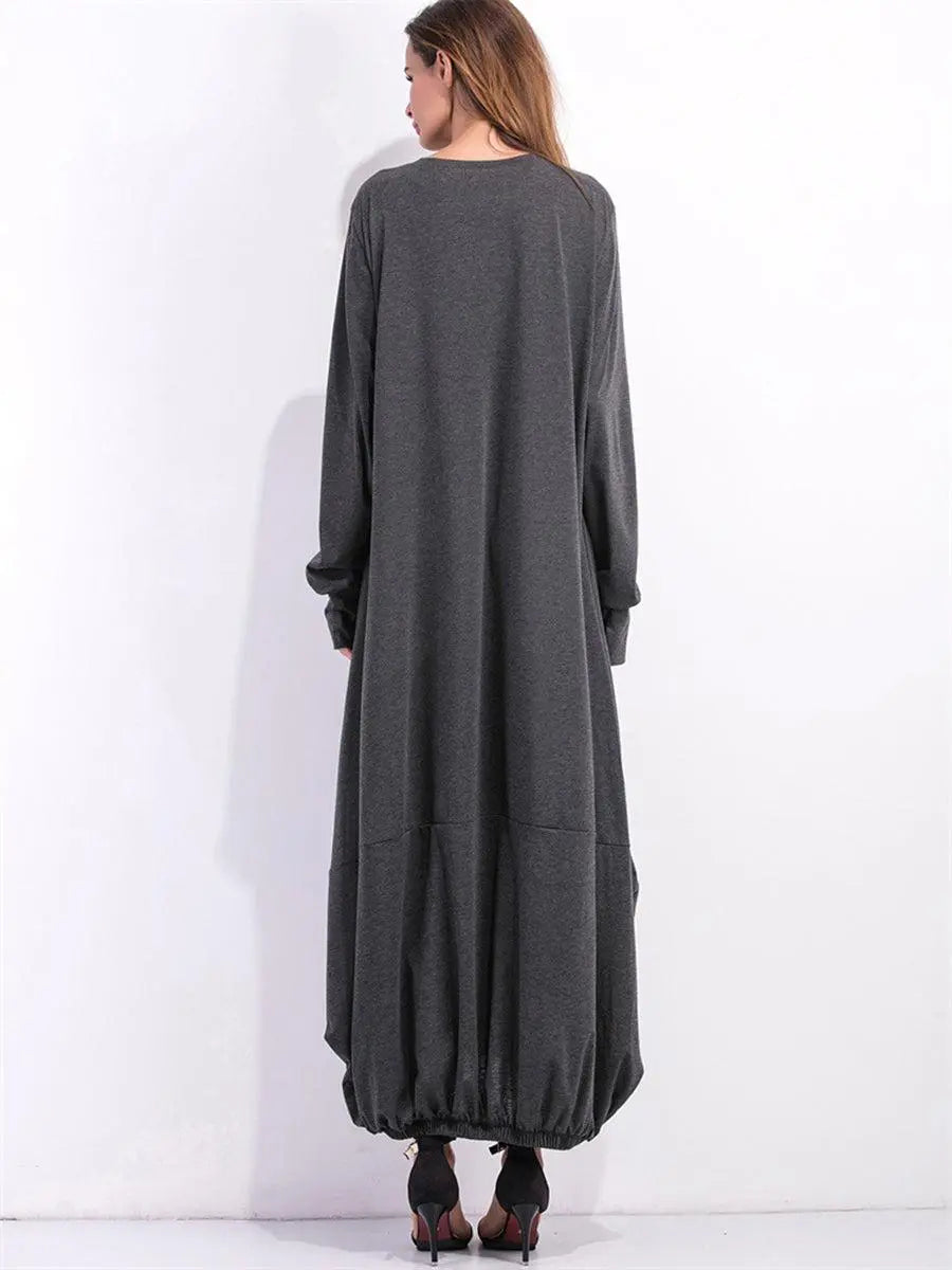 Full Size Round Neck Long Sleeve Sweatshirt Dress BLUE ZONE PLANET