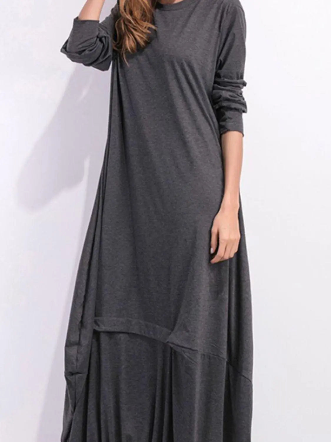 Full Size Round Neck Long Sleeve Sweatshirt Dress BLUE ZONE PLANET