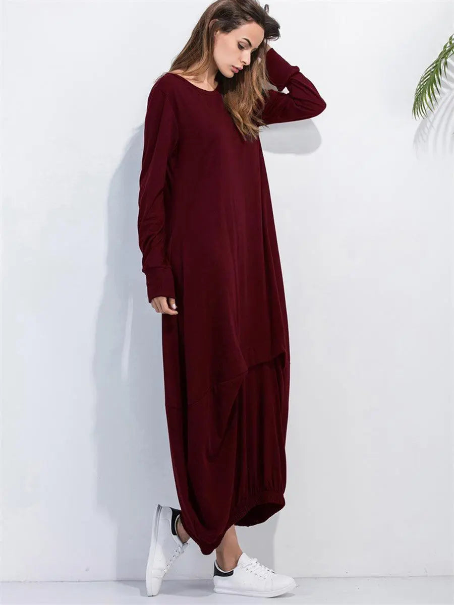 Full Size Round Neck Long Sleeve Sweatshirt Dress BLUE ZONE PLANET