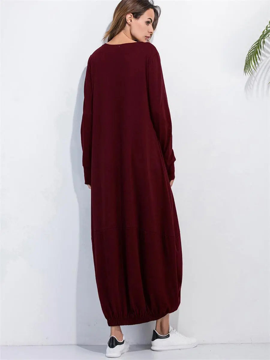 Full Size Round Neck Long Sleeve Sweatshirt Dress BLUE ZONE PLANET