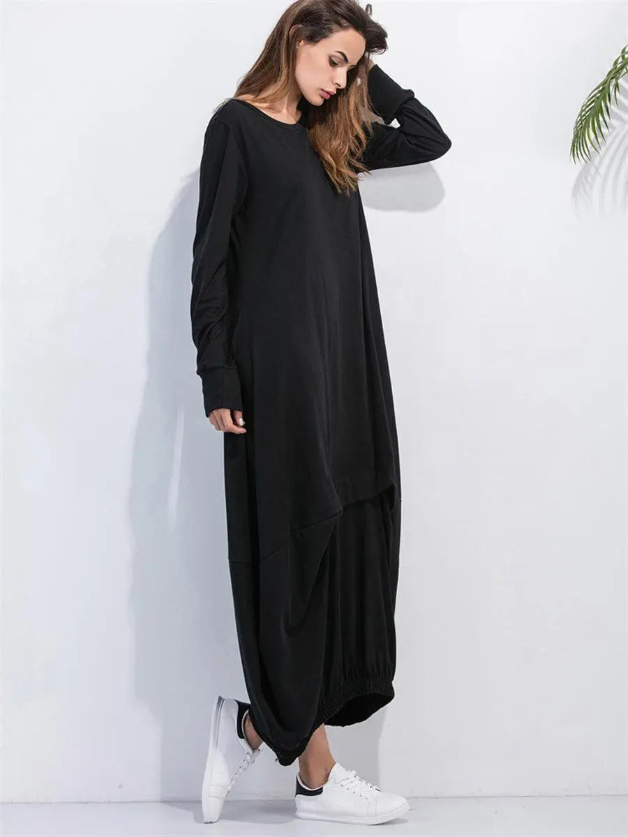 Full Size Round Neck Long Sleeve Sweatshirt Dress BLUE ZONE PLANET