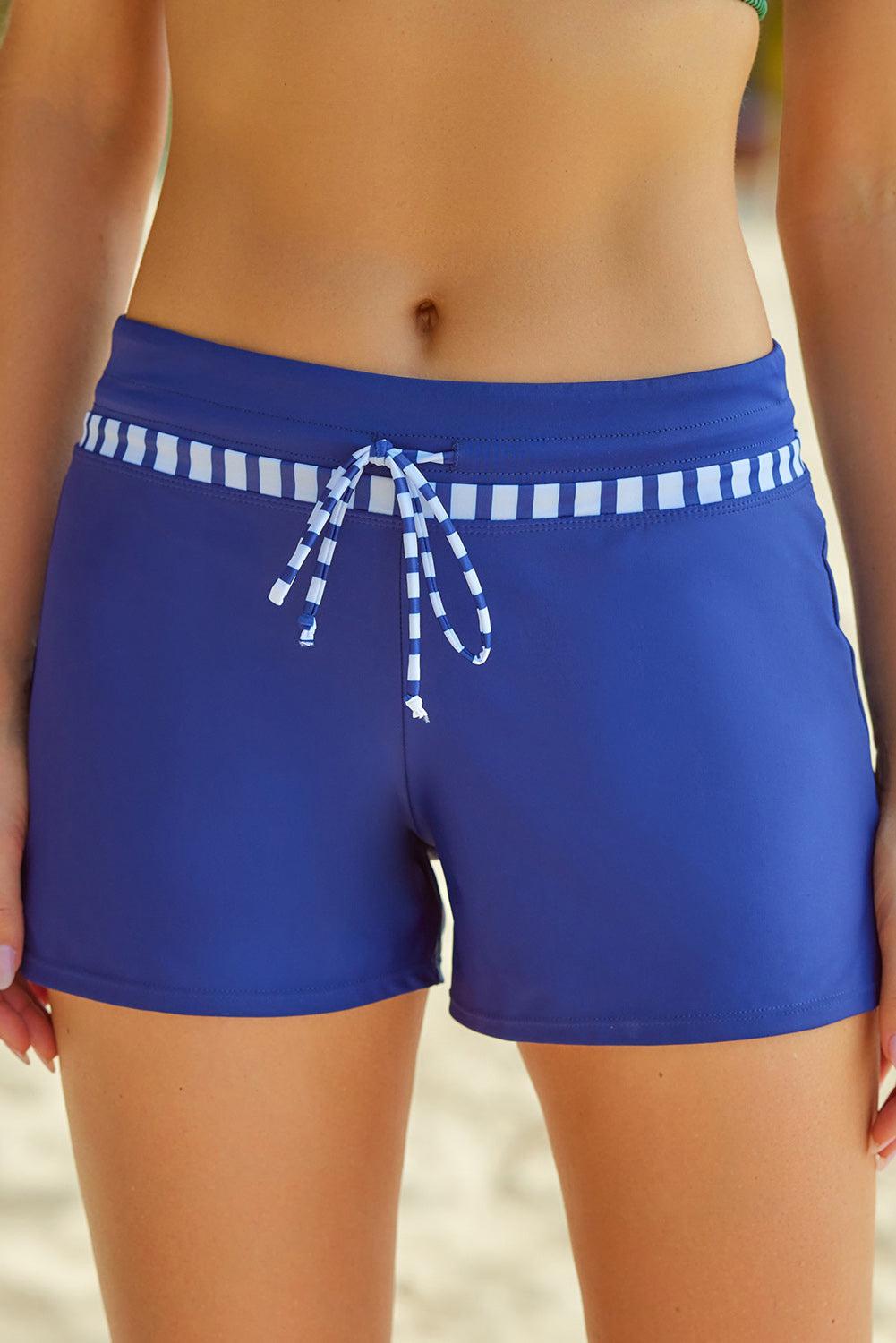 Full Size Run Contrast Drawstring Swim Bottoms BLUE ZONE PLANET