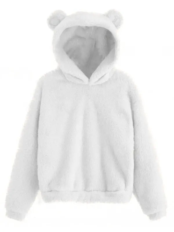 Fur bunny ear hooded warm sweatshirt kakaclo