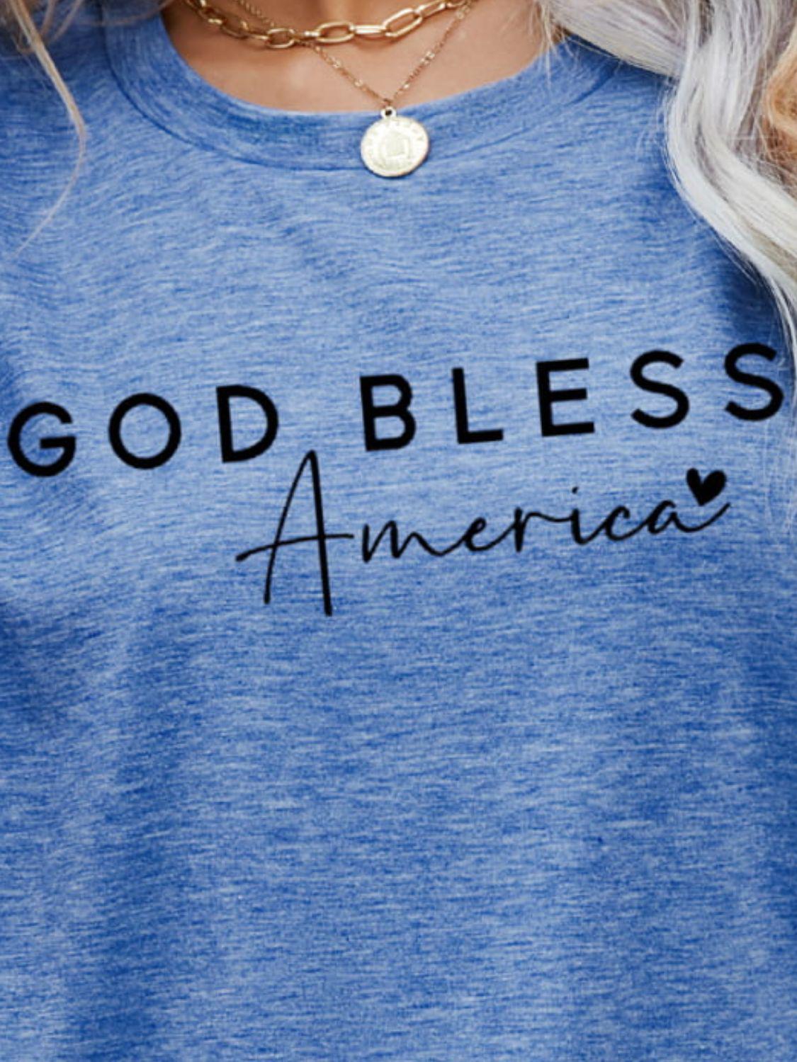 GOD BLESS AMERICA Graphic Short Sleeve Tee BLUE ZONE PLANET