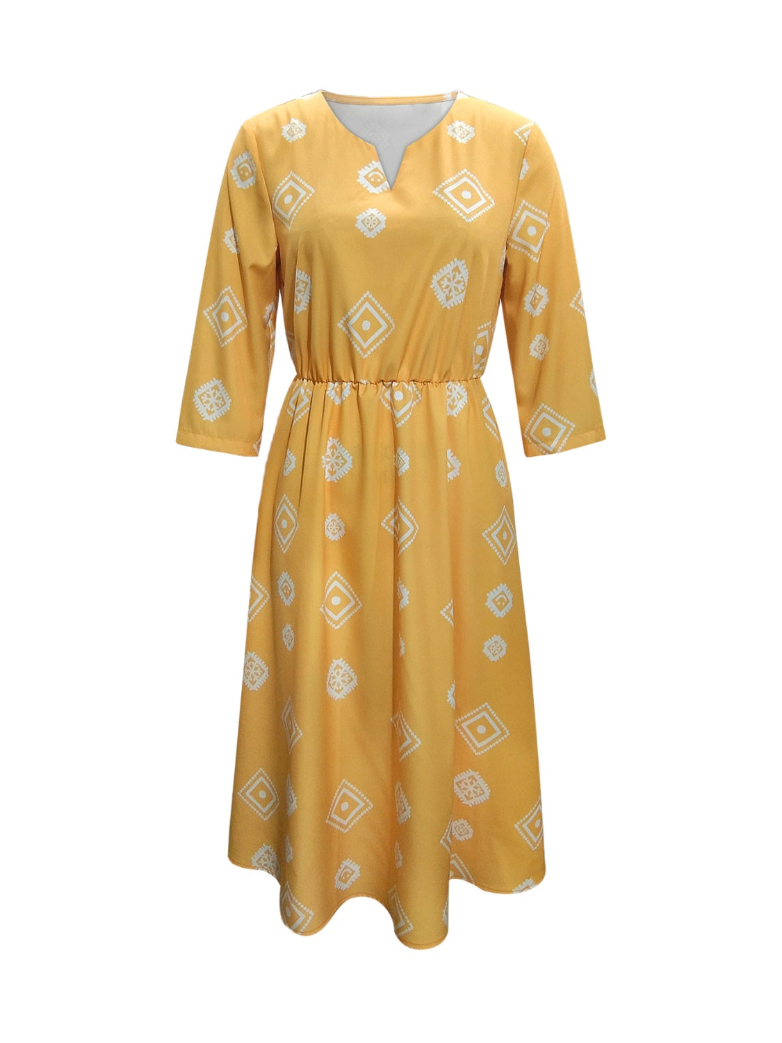 Geometric Notched Neck Dress BLUE ZONE PLANET