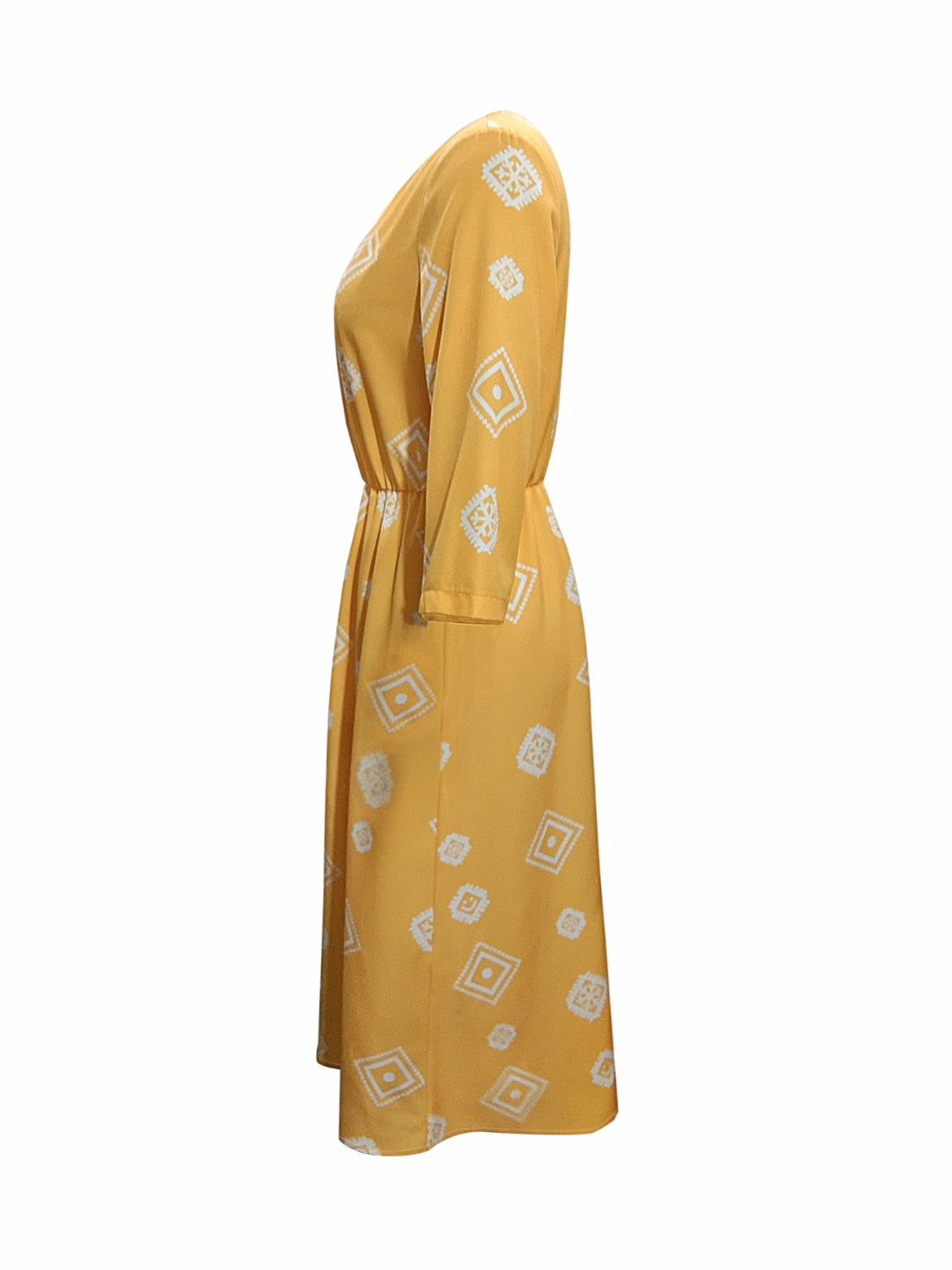 Geometric Notched Neck Dress BLUE ZONE PLANET