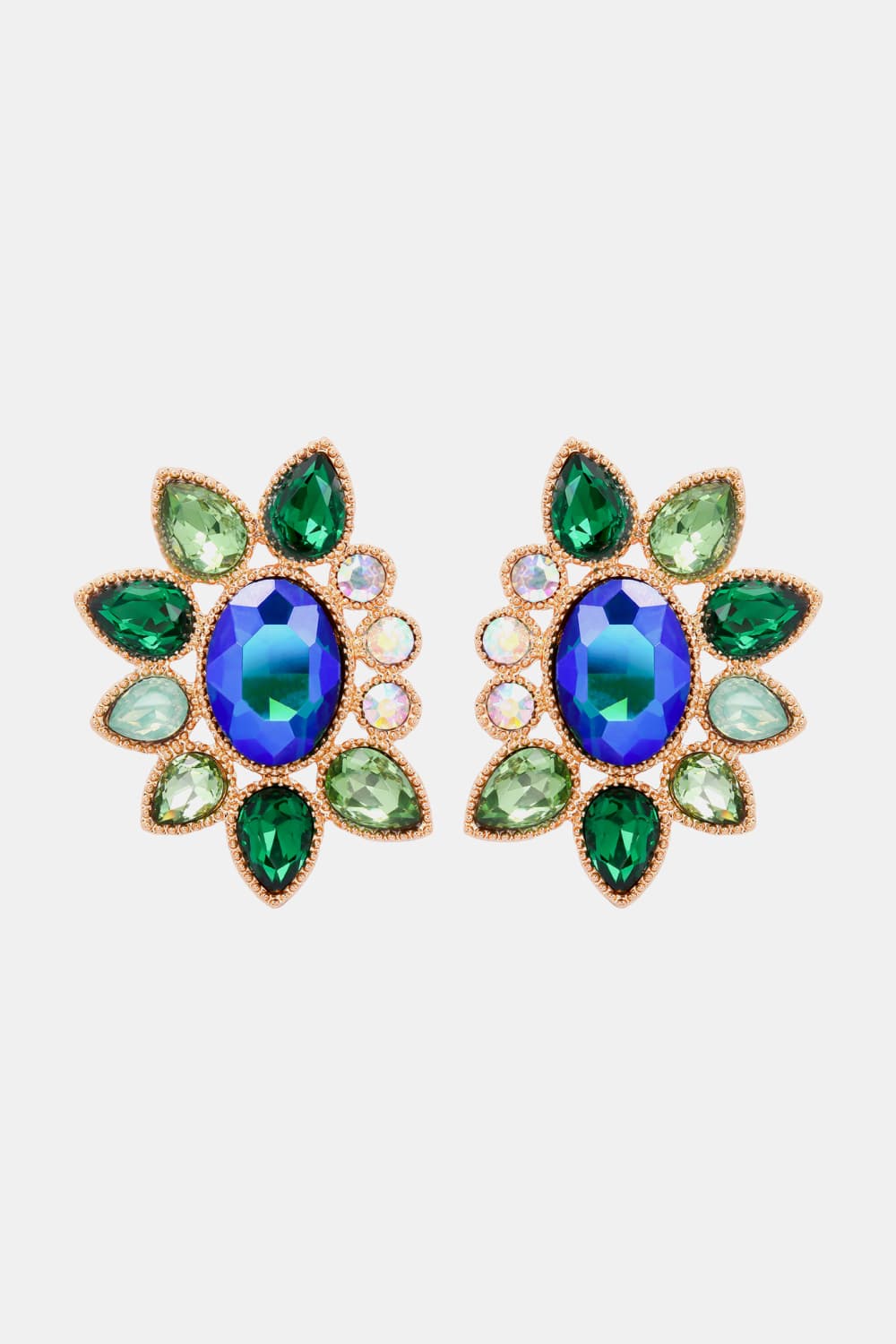 Geometrical Shape Glass Stone Dangle Earrings BLUE ZONE PLANET
