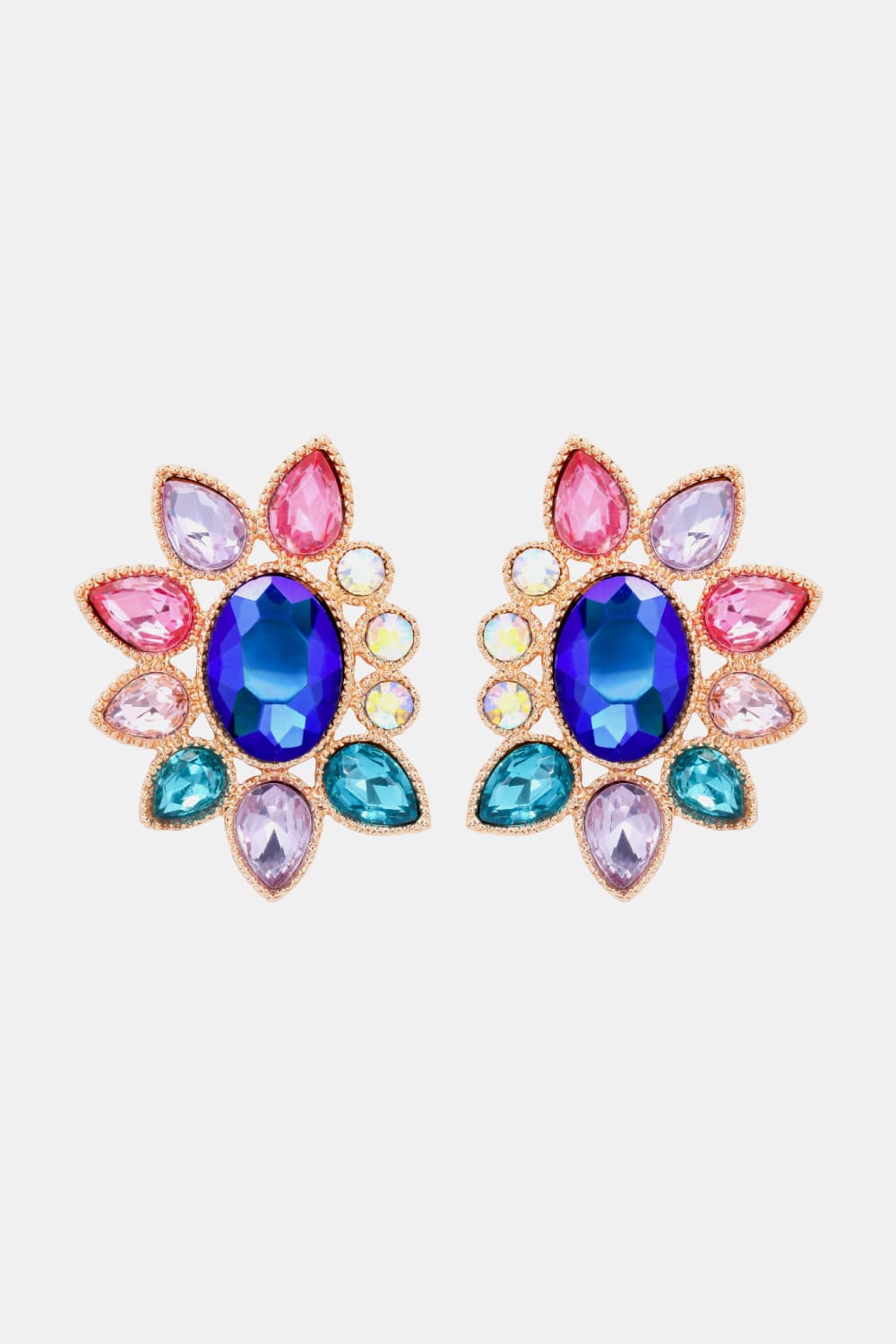 Geometrical Shape Glass Stone Dangle Earrings BLUE ZONE PLANET