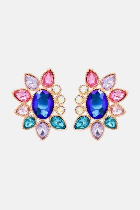 Geometrical Shape Glass Stone Dangle Earrings BLUE ZONE PLANET