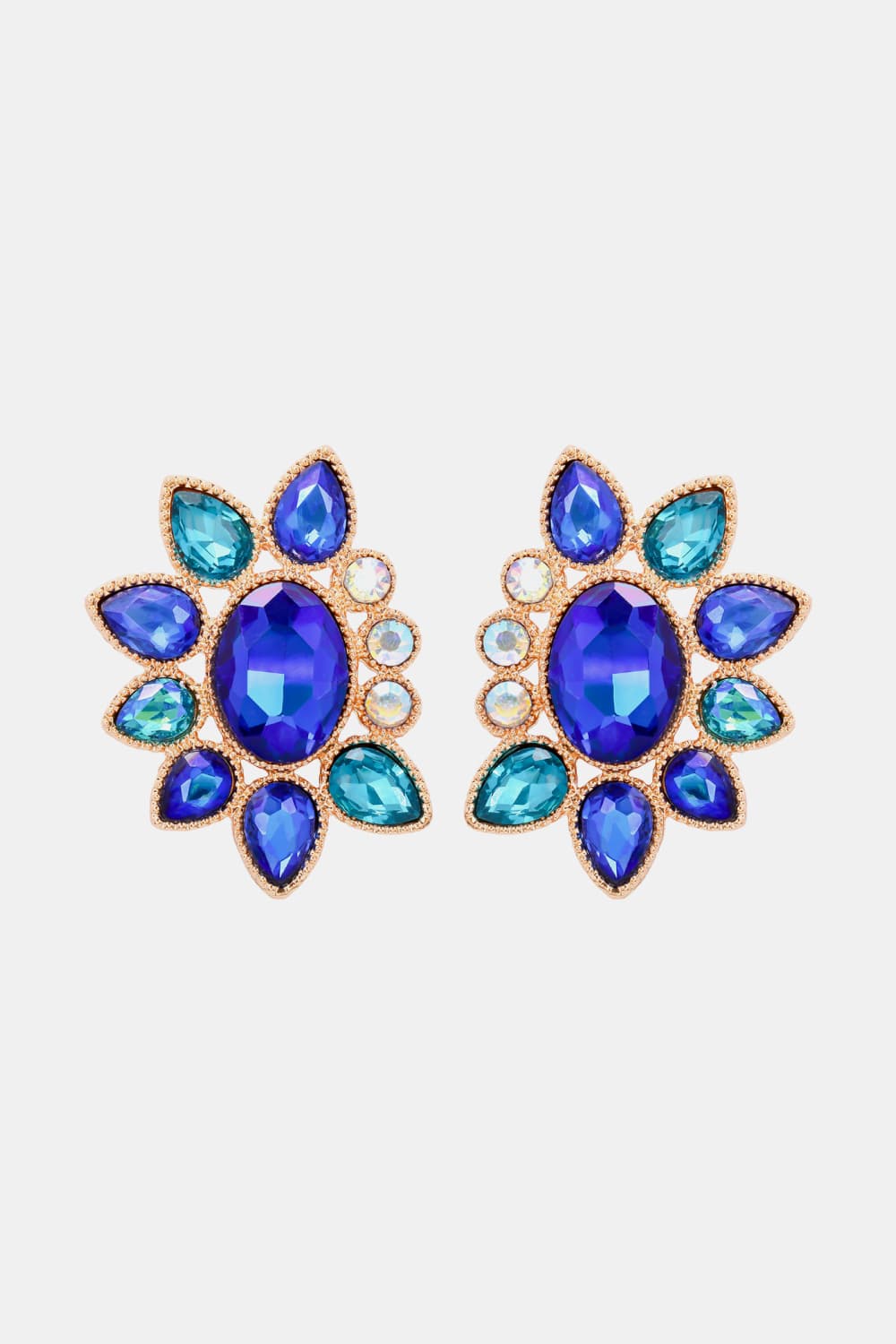 Geometrical Shape Glass Stone Dangle Earrings BLUE ZONE PLANET