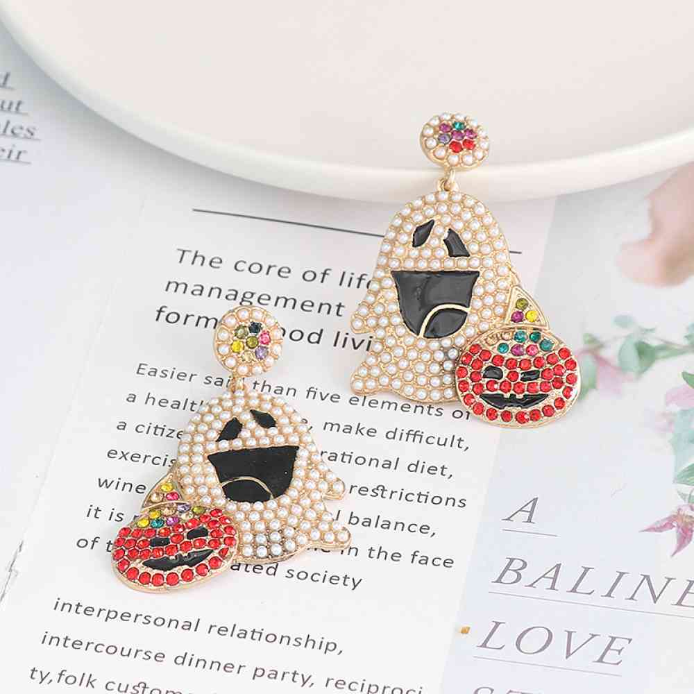 Ghost Rhinestone Alloy Earrings BLUE ZONE PLANET