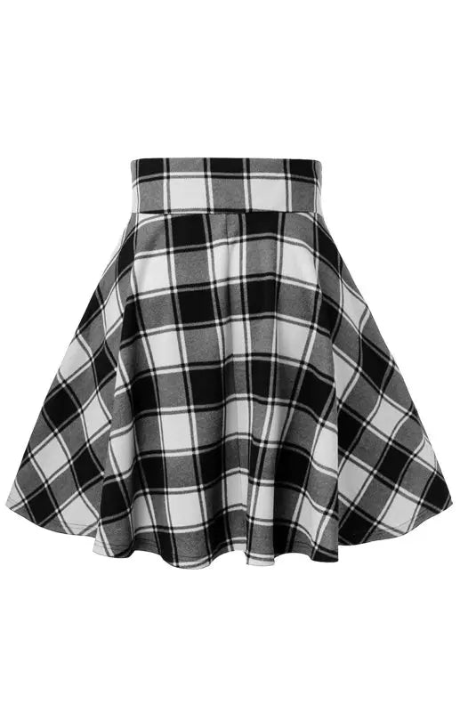 Giselle's A-Line Plaid Print Mini Skirt kakaclo