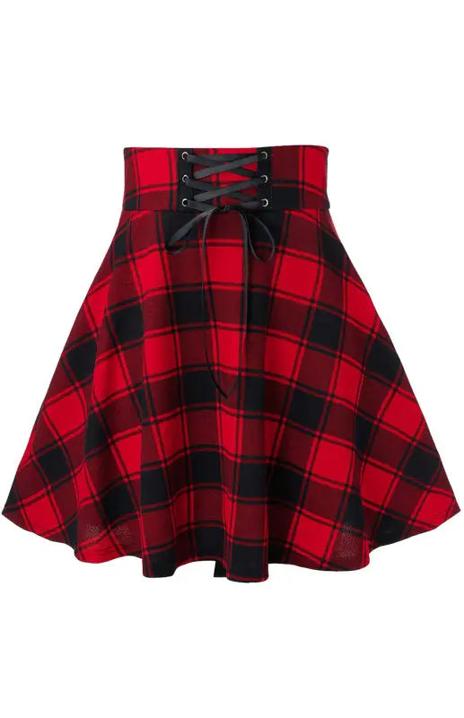 Giselle's A-Line Plaid Print Mini Skirt kakaclo