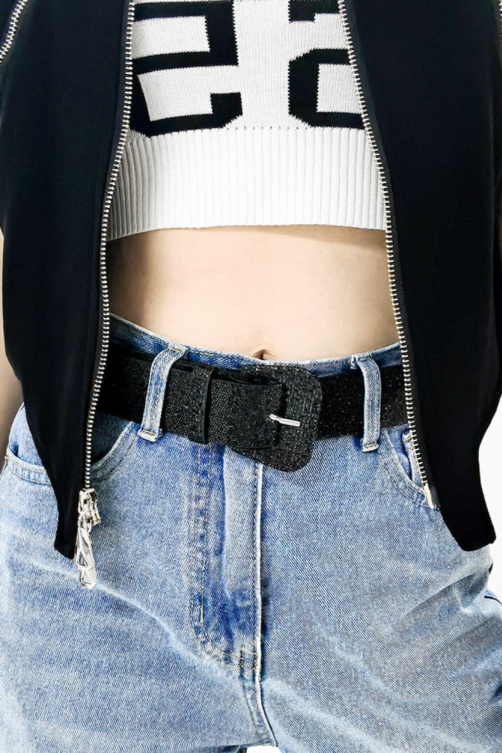 Glitter PU Leather Belt BLUE ZONE PLANET