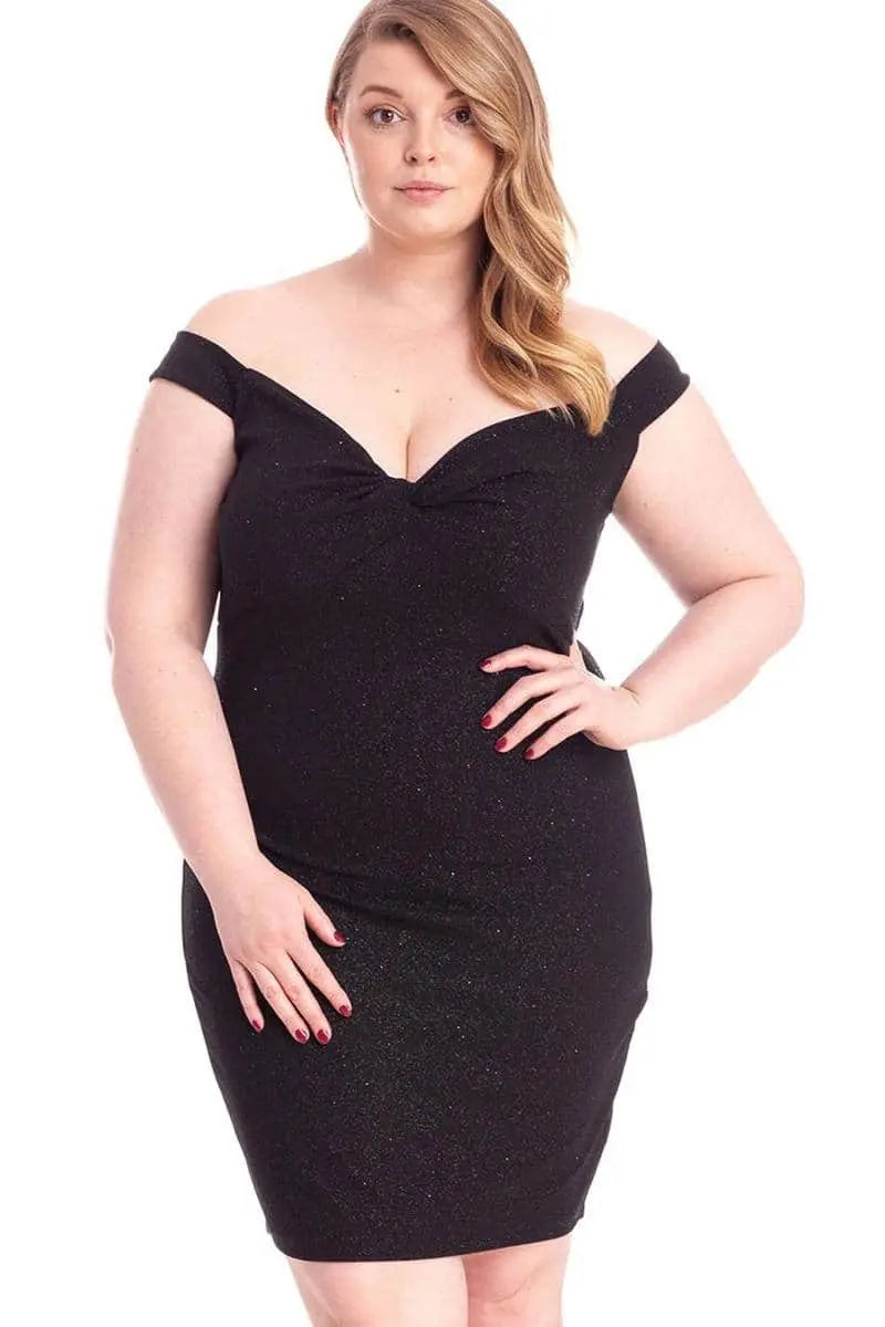 Glittered Off Shoulder Mini Dress Blue Zone Planet