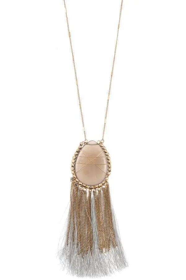 Good Vibes Gem Tassel Necklace Blue Zone Planet