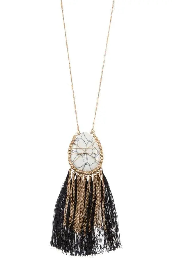 Good Vibes Gem Tassel Necklace Blue Zone Planet