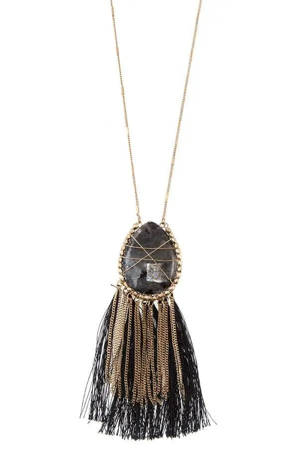 Good Vibes Gem Tassel Necklace Blue Zone Planet